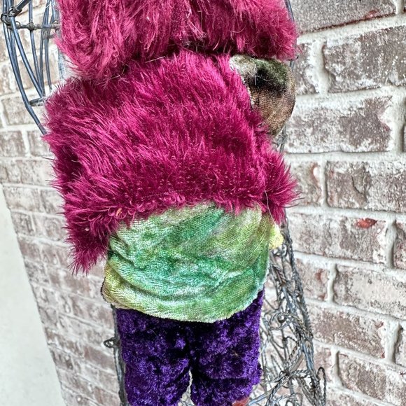 Vintage 90's Old Man Forest Elf Ornament Velour Clothes Christmas Handma… - Picture 8 of 12